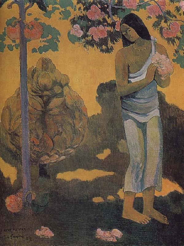 Paul Gauguin Woman holding flowers oil painting image